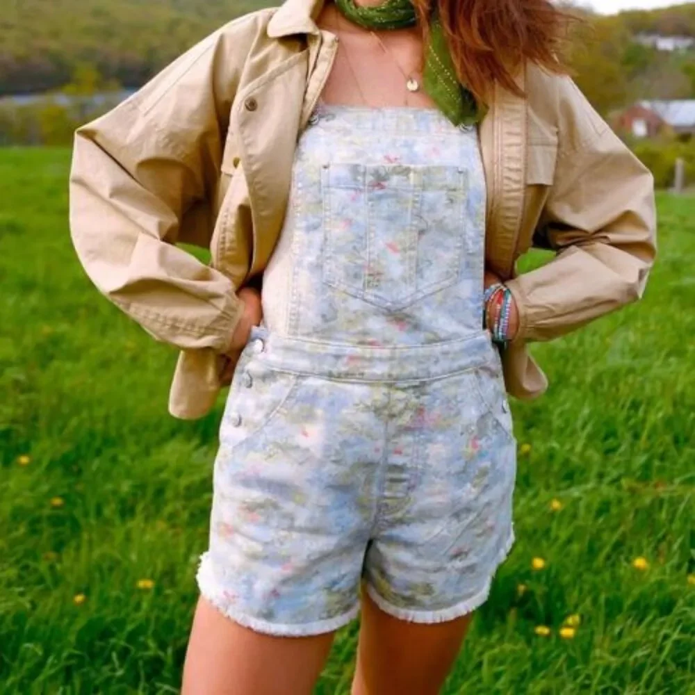 NWT Anthropologie Pilcro Cut-Off Short Overalls | 30 - Picture 2 of 6